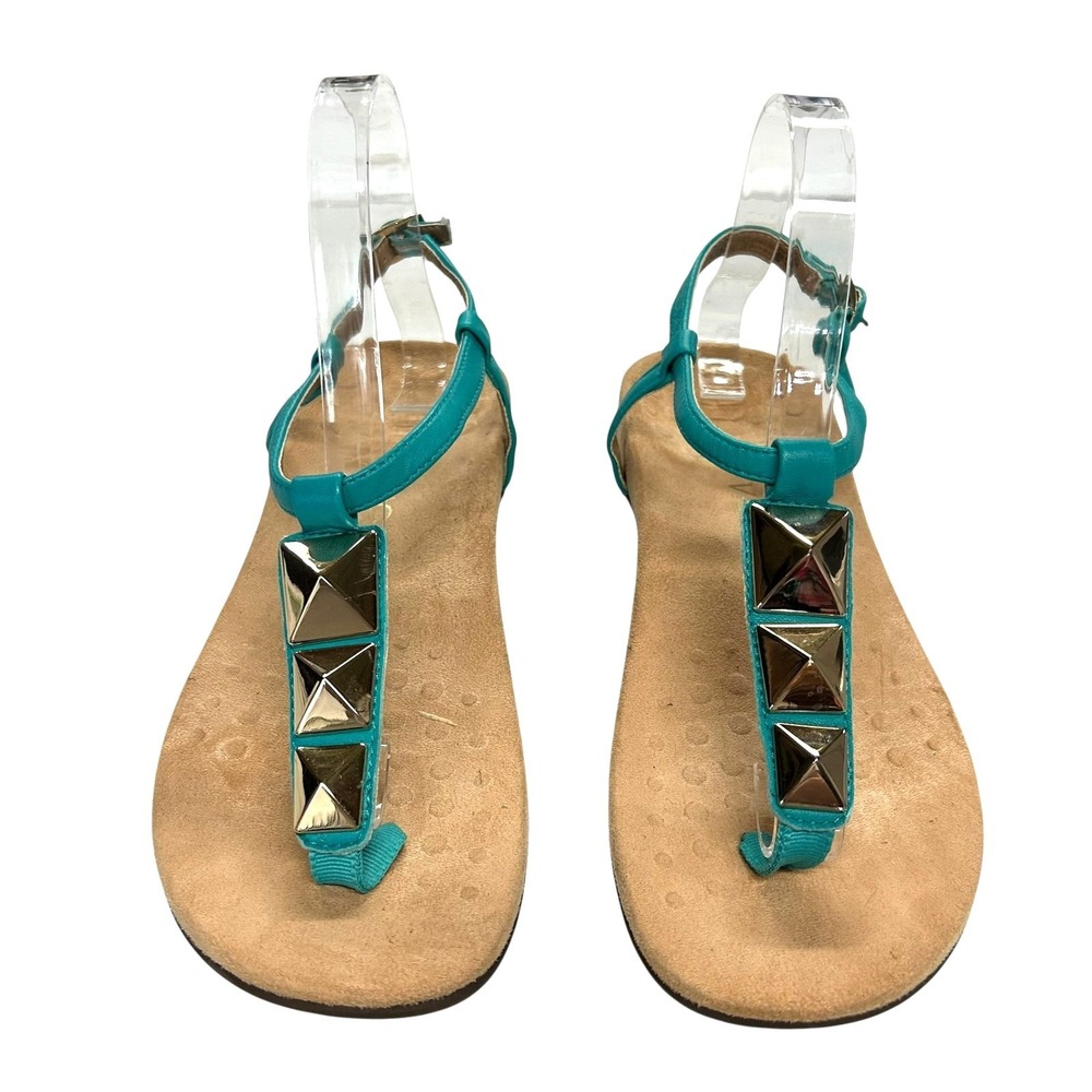 Coastal Teal Studded Thong Sandals 8 Comfort Arch Support Resort Boho‎ Casual